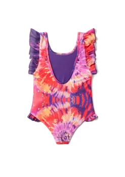 Boardies Apparel Bright Tie Dye Ruffle Swimsuit